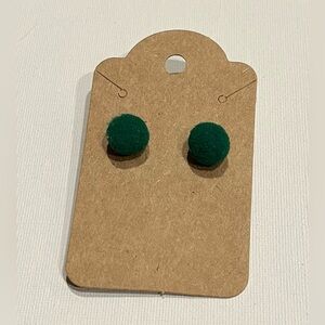 2/$15 Dark Green Pom-Pom Christmas Holiday Earrings